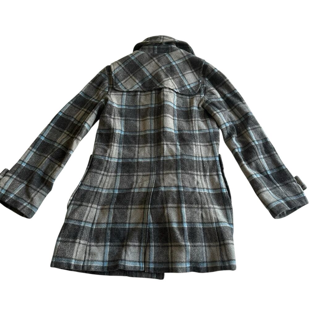 Womens Jacket Size Extra Small Blue Gray Plaid Knee Length Y2K Fall Academia - Picture 5 of 11